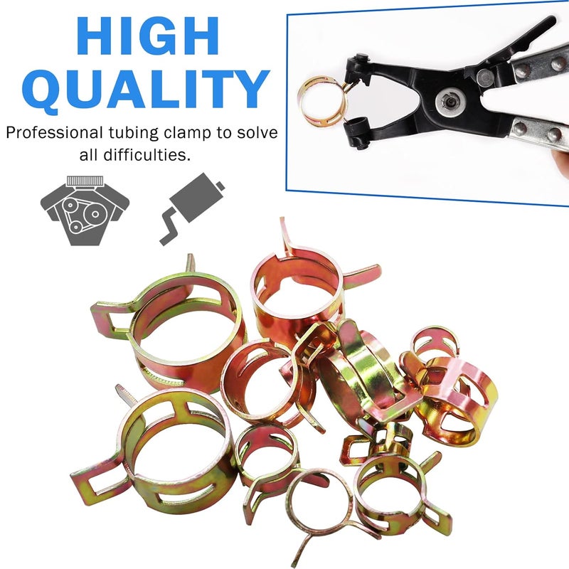Tnisesm 121Pcs 7-22mm Spring Hose Clamp Assortment kits with Swivel Flat Band Fuel Hose Clamp Plier, Silicone Vacuum Hose Action Pipe Clamp Low Pressure Air Clip Clamp for Hose Clamps - Image 3